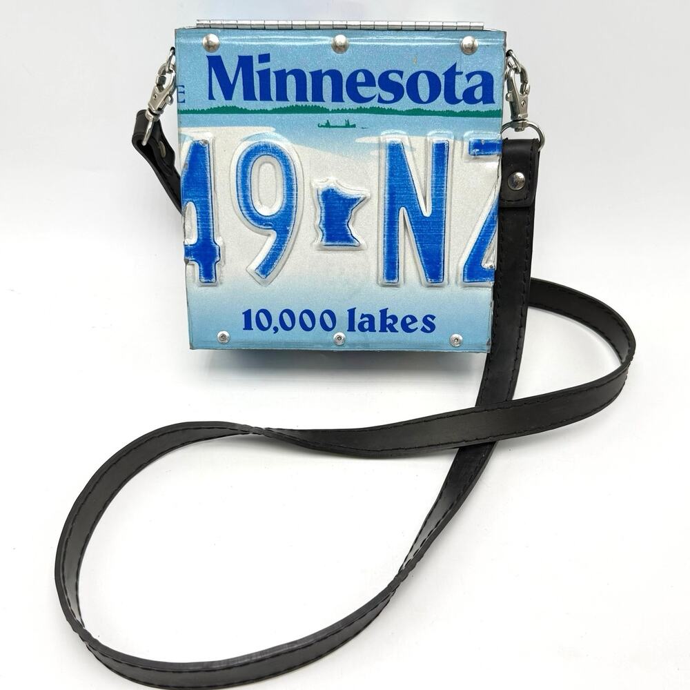 Little Earth Minnesota License Plate Purse Upcycled Crossbody Bag 10,000 Lakes